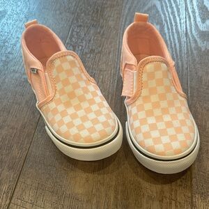 Kids Checkered Slip-On Shoes - Peach
